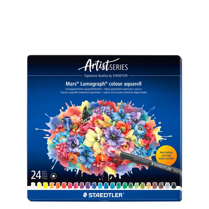 Boîte métal 24 crayons aquarellables Artist Mars Lumograph Staedtler