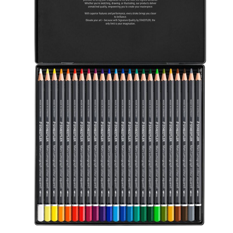 Boîte métal 24 crayons aquarellables Artist Mars Lumograph Staedtler