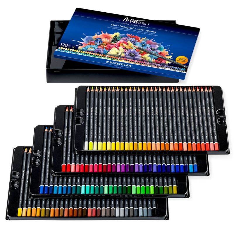 Boîte métal 120 crayons aquarellables Artist Mars Lumograph Staedtler