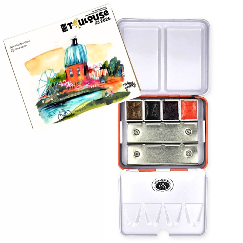 Coffret mini Urban Sketcher 4 ½ godets Symposium USK Toulouse 2026 Roman Szmal