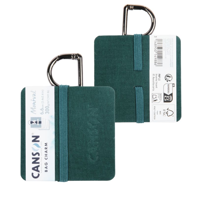 Mini carnet accordéon Montval 6x6 300g 14 p grain fin Vert Canson