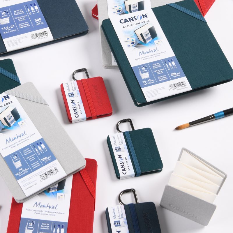 Mini carnet accordéon Montval 6x6 300g 14 p grain fin Vert Canson