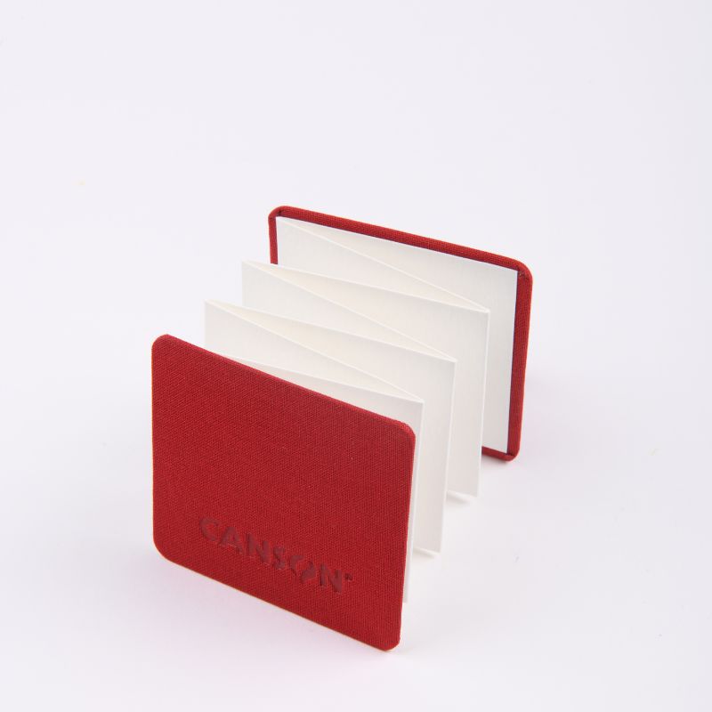 Mini carnet accordéon Montval 6x6 300g 14 p grain fin Rouge Canson