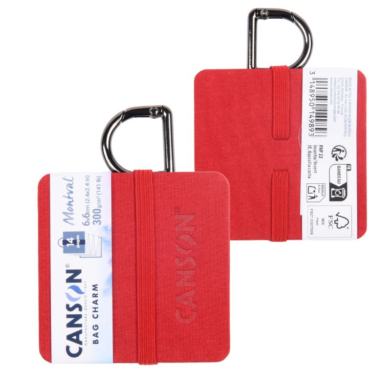 Mini carnet accordéon Montval 6x6 300g 14 p grain fin Rouge Canson