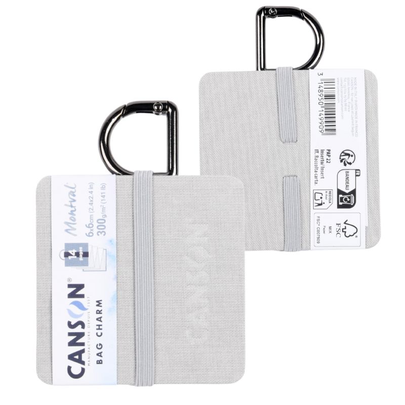 Mini carnet accordéon Montval 6x6 300g 14 p grain fin Gris Canson