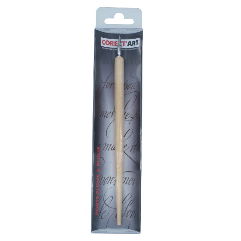 Porte plume en bois naturel avec plume