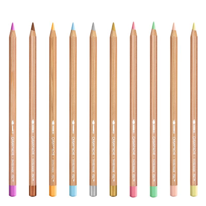 Coffret édition spéciale Toile de Jouy 10 crayons aquarellables en carton Caran d'Ache