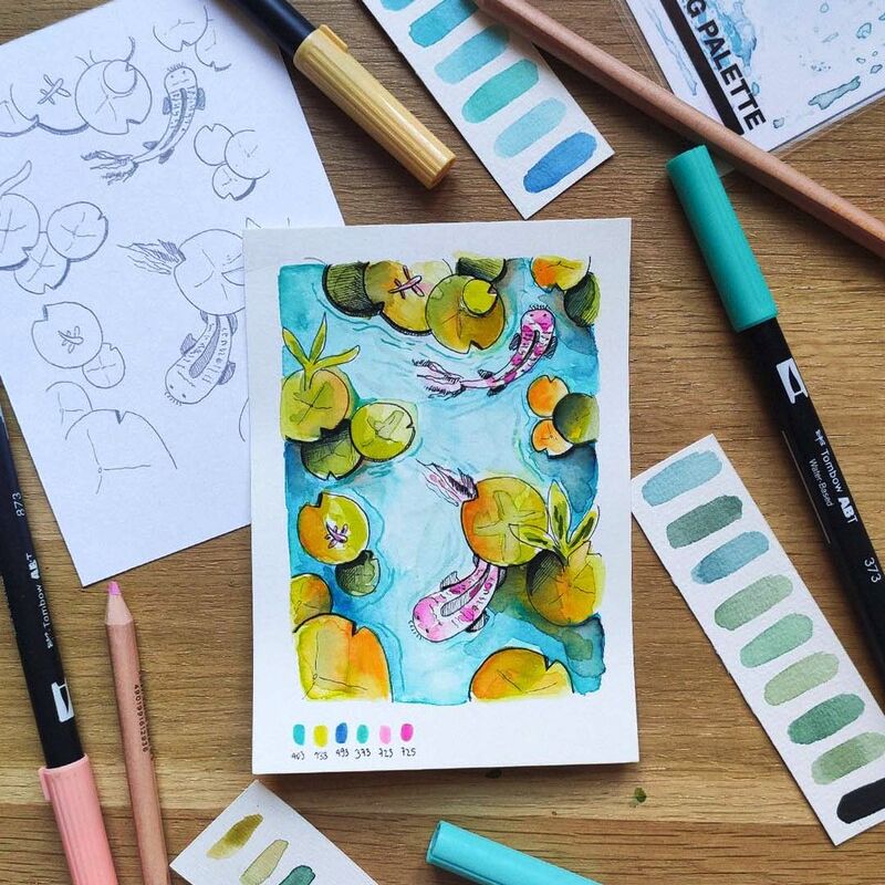 Kit Creative Set Carpe Koi feutres ABT Tombow