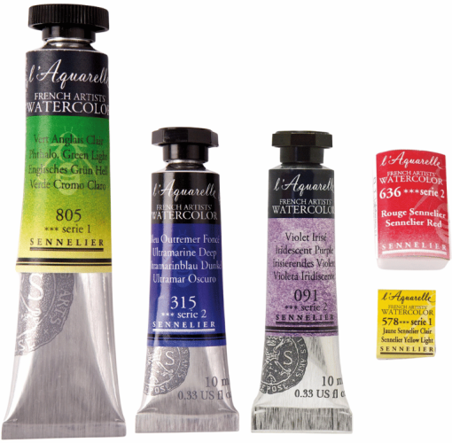 Tubes et demi-godet d'aquarelle extra-fine Sennelier