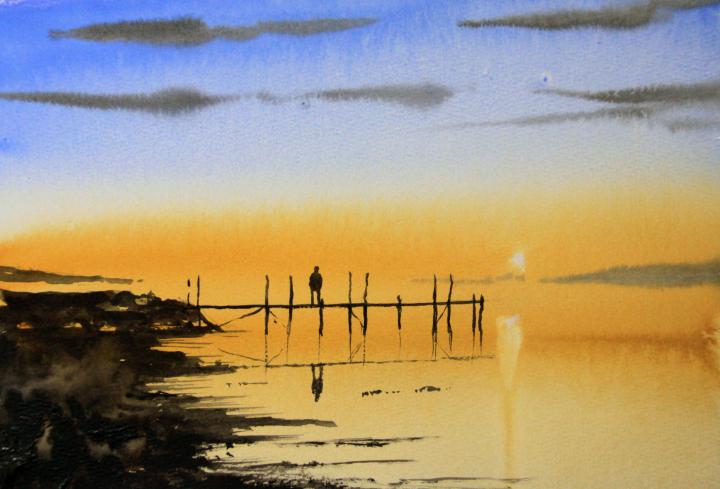 Aquarelle sur Baohong Classic grain torchon