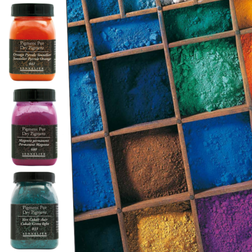 Pigments purs Sennelier et poudres de pigments colorés