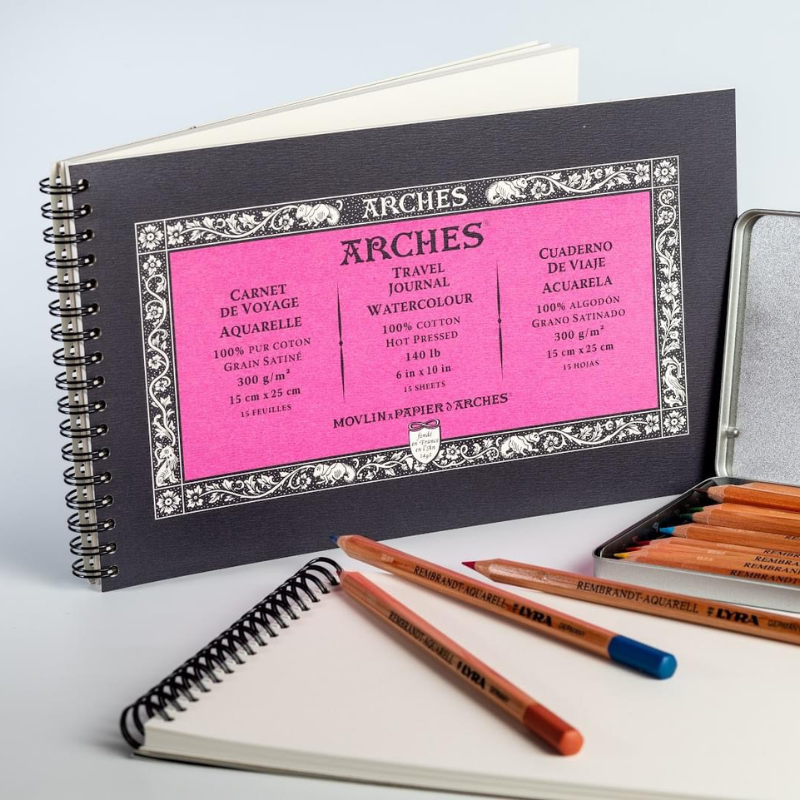 Carnet de Voyage spiralé Arches 300 g, papier 100 % coton