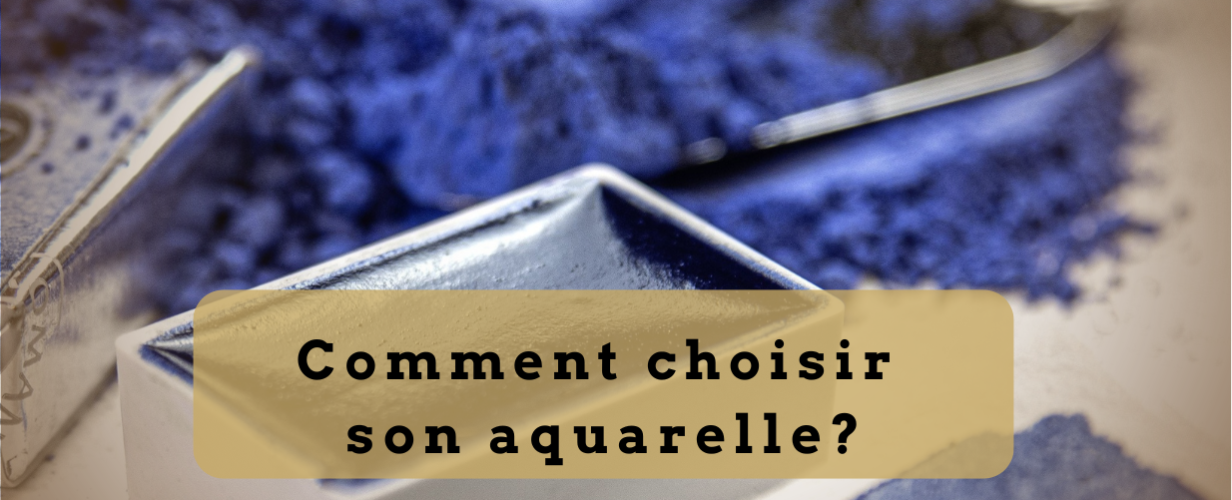 pigment et godet d'aquarelle bleue