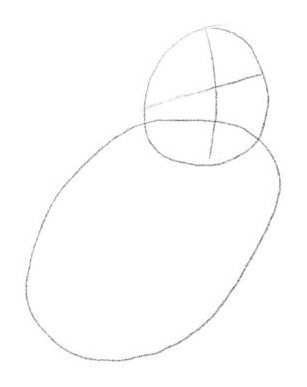 Étape 1, les formes de base de la mésange au crayon