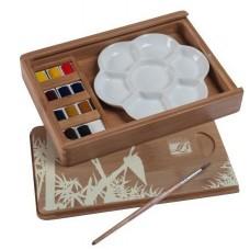 Coffrets bois 1/2 godets aquarelle super-fine, fines