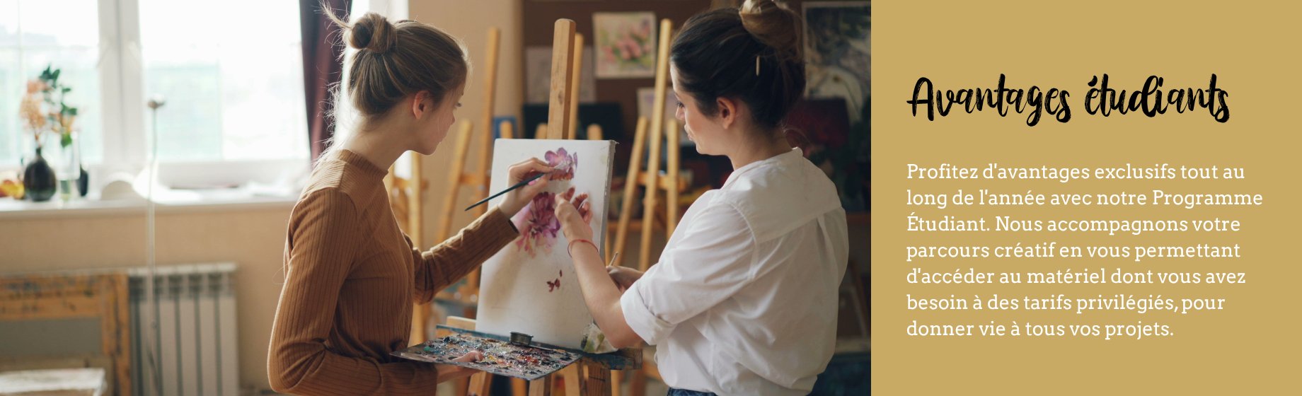 Avantages étudiants Aquarelle et Pinceaux