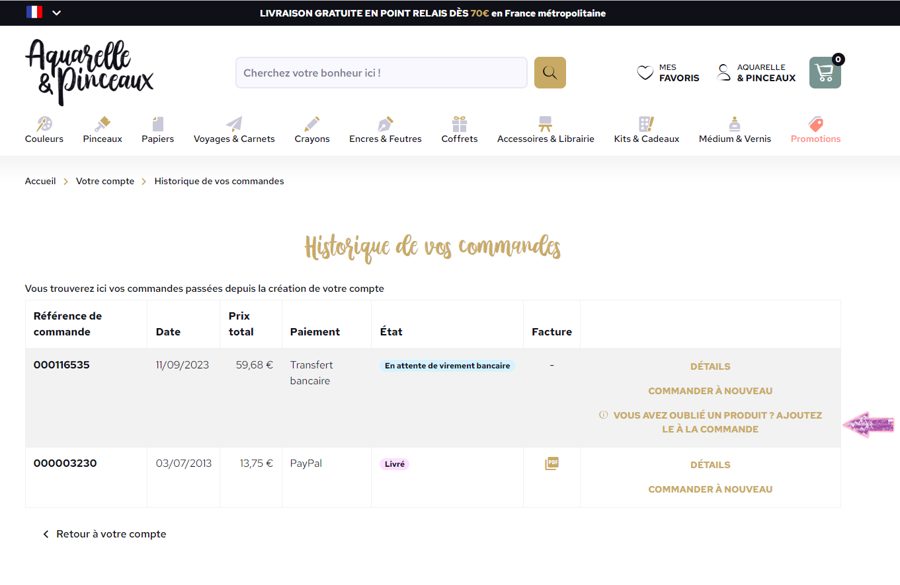 Vous avez oublié un produit ? Ajoutez-le à la commande