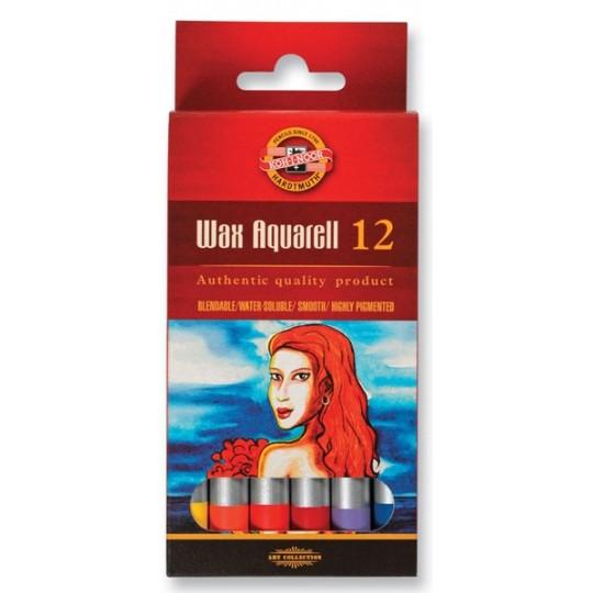 Étui carton  12 crayons Koh-I-Noor Wax Aquarell *