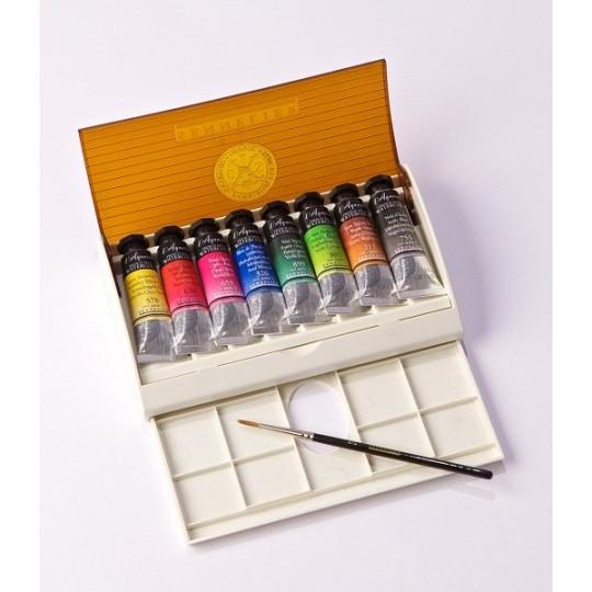 Boîte de voyage 8 tubes 10 ml + 1 pinceau Sennelier