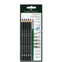Set de 5 crayons graphite aquarellable Faber-Castell Ø 3,8 mm + 1 pinceau