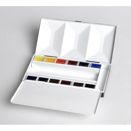 Coffret aquarelle métal luxe Bijou 12 godets + 4 emplacements libres Blockx *