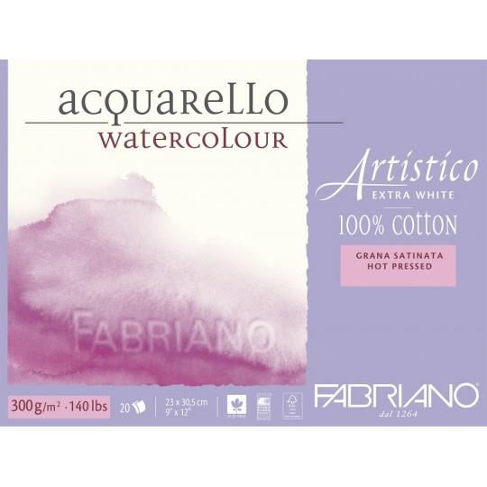 Bloc extra blanc 100% coton 12x18 300g 25f grain satiné Fabriano Artistico