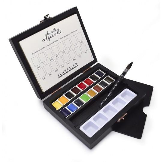 Coffret 16 ½ Godets la petite aquarelle en bois Sennelier