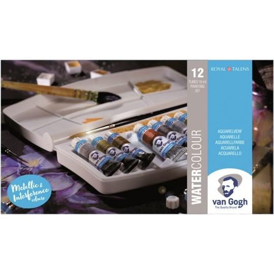 Boîte Van Gogh 12 tubes 10 ml teintes métalliques et interférences *