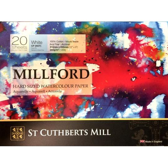 Bloc collé 4 côtés Millford Whatman 23x31 300g 20f grain fin