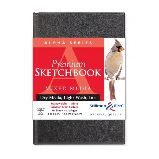 Carnet cartonné Stillman & Birn Alpha 15x10 62f 150g vélin blanc