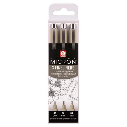 Set de 3 Pigma micron noirs – 02 04 08