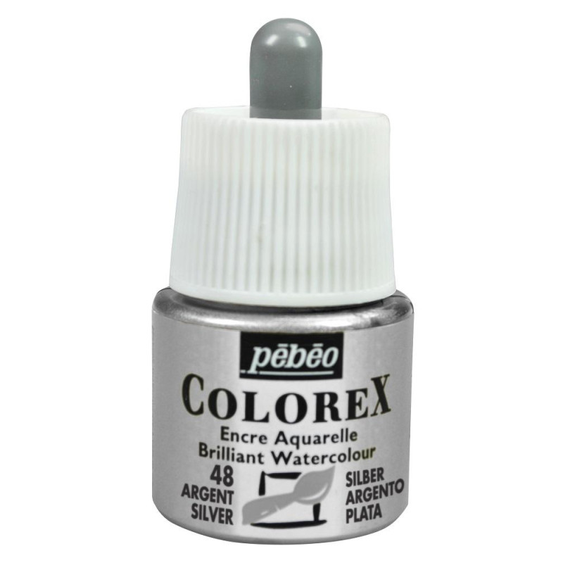 Argent - Encre aquarelle Colorex 45ml Pébéo*