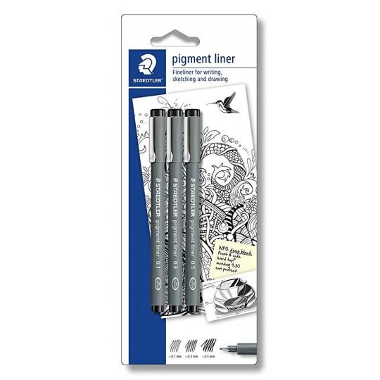 Pochette de 3 feutres pigment liner Staedtler 0,1-0,3-0,5