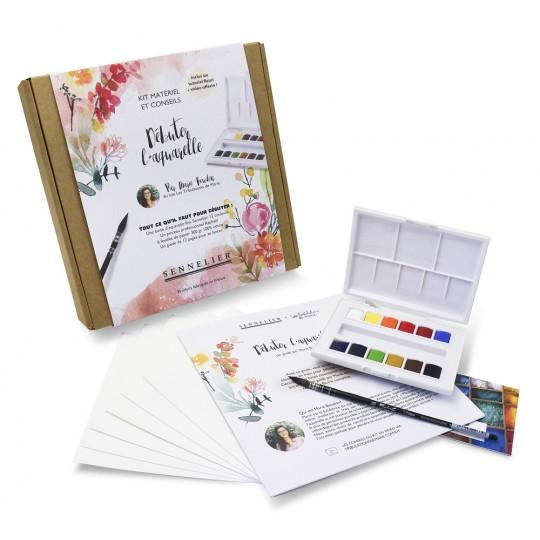 Kit "Fleurs Débuter l'aquarelle" Matériel et conseils de Marie Boudon par Sennelier
