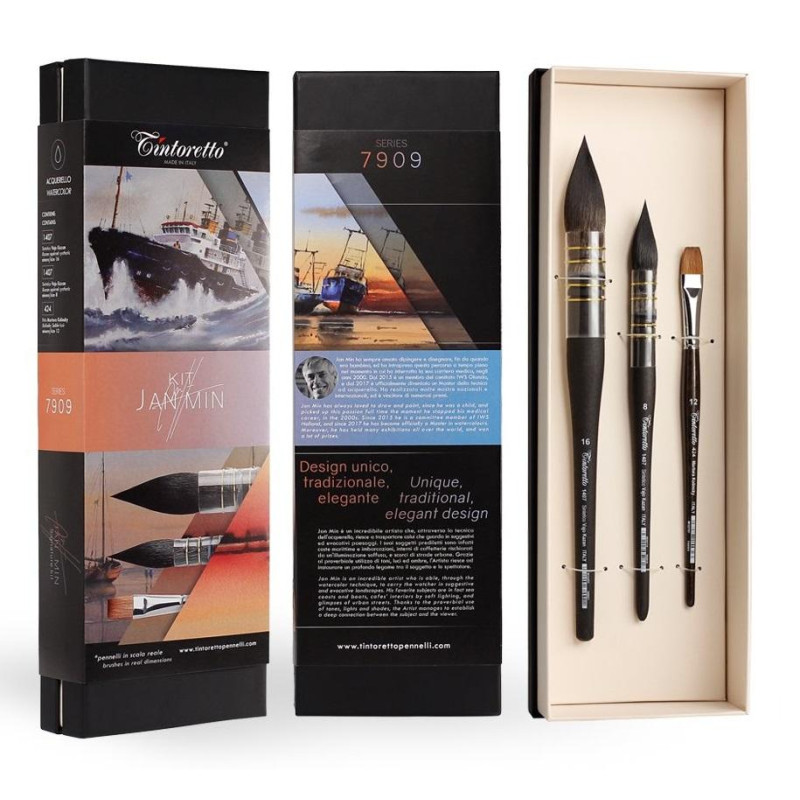 Set De 3 Pinceaux Aquarelle KUM Essential Watercolor - Taille 1, 6, 8 - Fabriqué En Allemagne, Pointe Précise