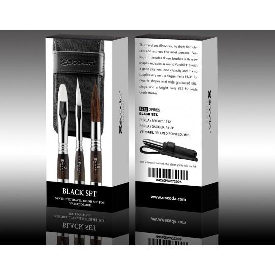 Set de 3 pinceaux de voyage synthétiques  Black Set série 1272 Escoda