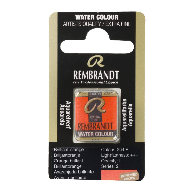 Orange brillant - Aquarelles 1/2 Godet Rembrandt