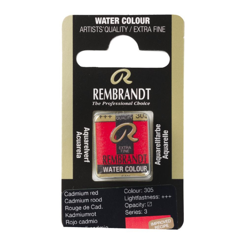 Rouge de cadmium - Aquarelles 1/2 Godet Rembrandt