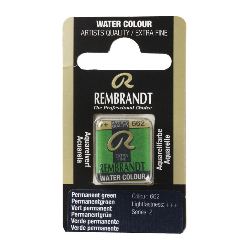Vert permanent - Aquarelles 1/2 Godet Rembrandt