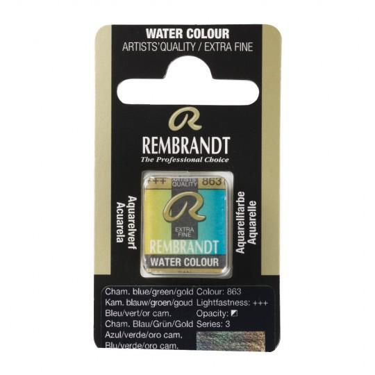Caméléon bleu vert or - Aquarelles 1/2 Godet Rembrandt