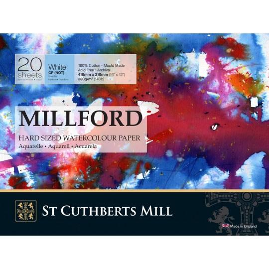 Bloc collé 4 côtés Millford Whatman 31x41 300g 20f grain fin