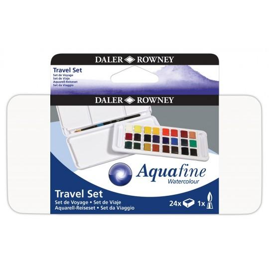 Boîte de voyage Daler-Rowney Aquafine 24 ½ godets et pinceau