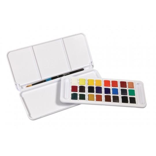 Boîte de voyage Daler-Rowney Aquafine 24 ½ godets et pinceau