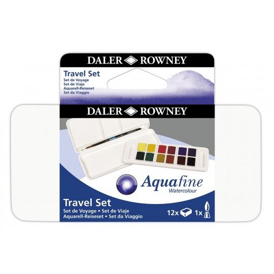 Boîte de voyage Daler-Rowney Aquafine 12 ½ godets et pinceau