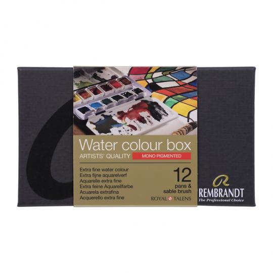 Coffret 12 ½ godets aquarelle extra-fine mono pigmented Rembrandt et pinceau martre