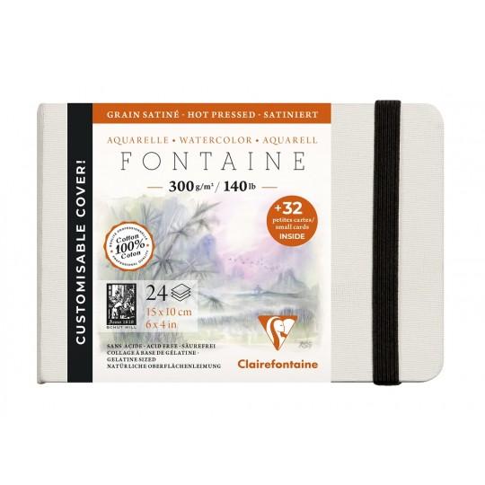 Carnets cousu 10x15cm Fontaine entoilé blanc 300g satiné 24F + 32 cartes détachables