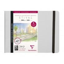 Carnets cousu 21x14,8cm Étival entoilé gris clair 300g grain fin 24F + 8  cartes postales préimprimés