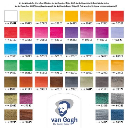 Coffret métal 48 ½ godets aquarelle fine Van Gogh et pinceau