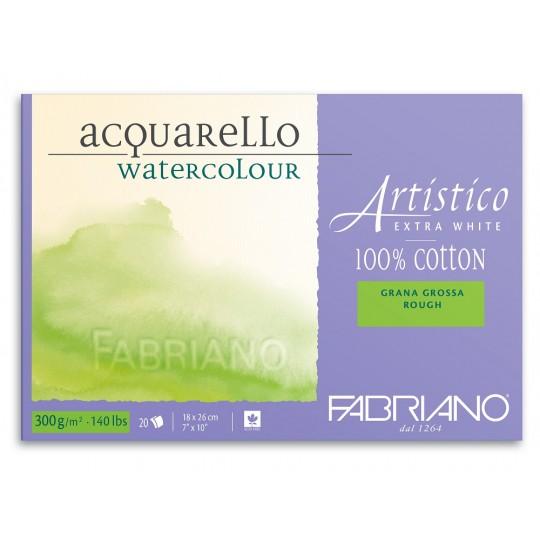 Bloc extra blanc 100% coton 26x36 300g 20f grain torchon Fabriano Artistico