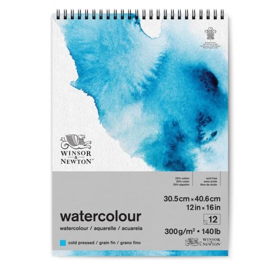 Album spiralé 25% coton 30,5x40.6 300g 12f grain fin Watercolour Winsor&Newton